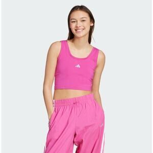 ADIDAS Essentials Small Logo Cotton Tank Top XS Pink Crop NWT